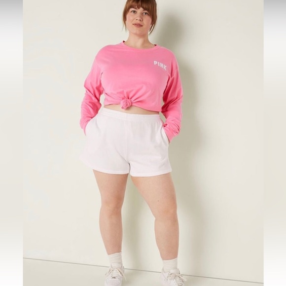 NWT PINK High Waist CAMPUS Sweat Shorts SMALL - Picture 5 of 7